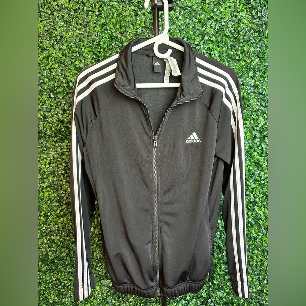 Adidas Women’s Large Black Essentials‎ 3-Stripe Warm Up Track Jacket